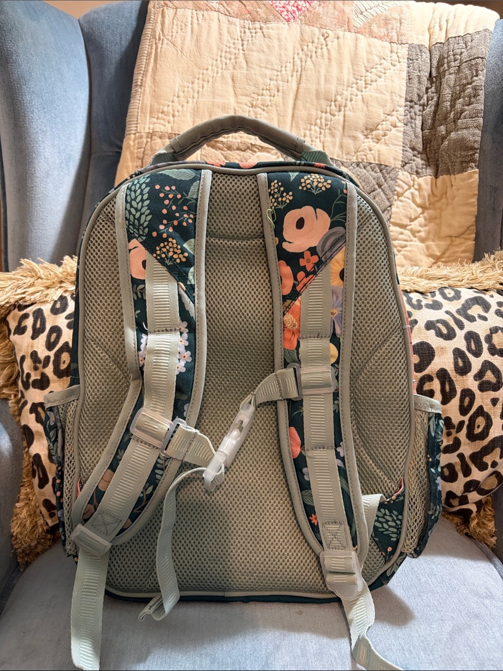 Pottery Barn Kids Rifle Paper Co. Kids Floral Backpack in Dark Teal and Peach - Picture 4 of 8